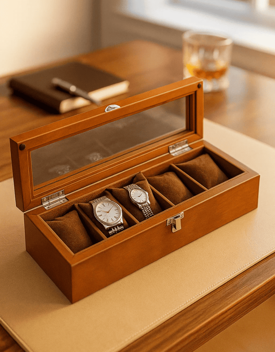 Boîte à Montres en bois 5 emplacements _ Élégance pour Collectionneurs