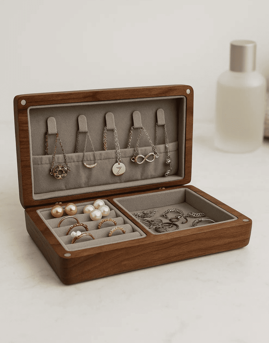Boîte à bijoux de voyage – Coffret bois