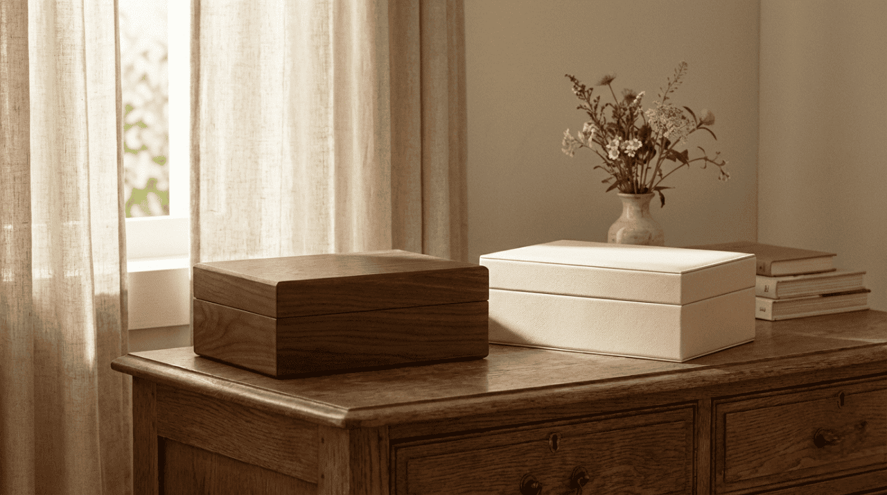 Boîte à bijoux en bois vs cuir : laquelle choisir pour votre intérieur ?