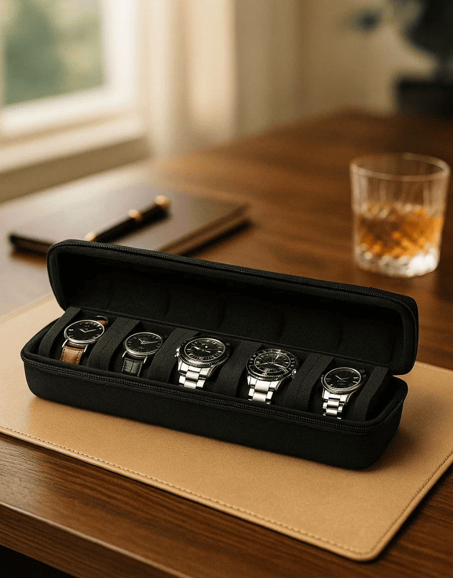 Boîte à montre homme noir – Écrin Quintessence
