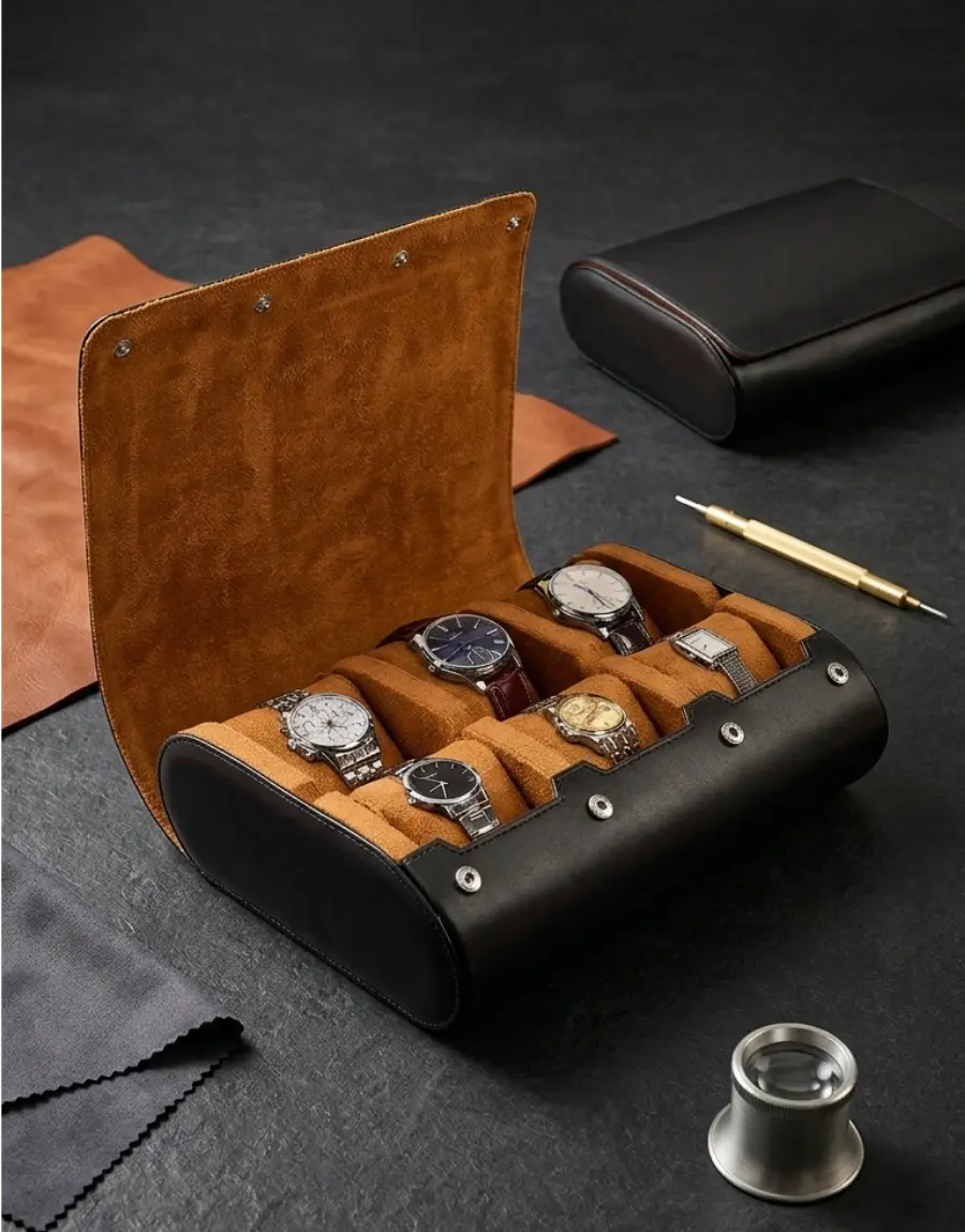Étui à montres 6 emplacements – Écrin Nomade
