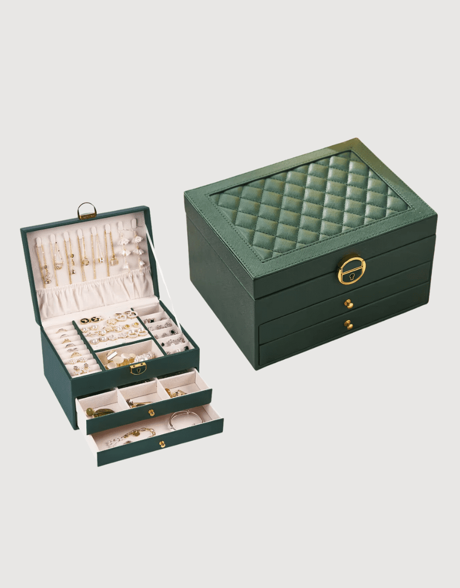 Boîte à bijoux vert - Coffret Élégance