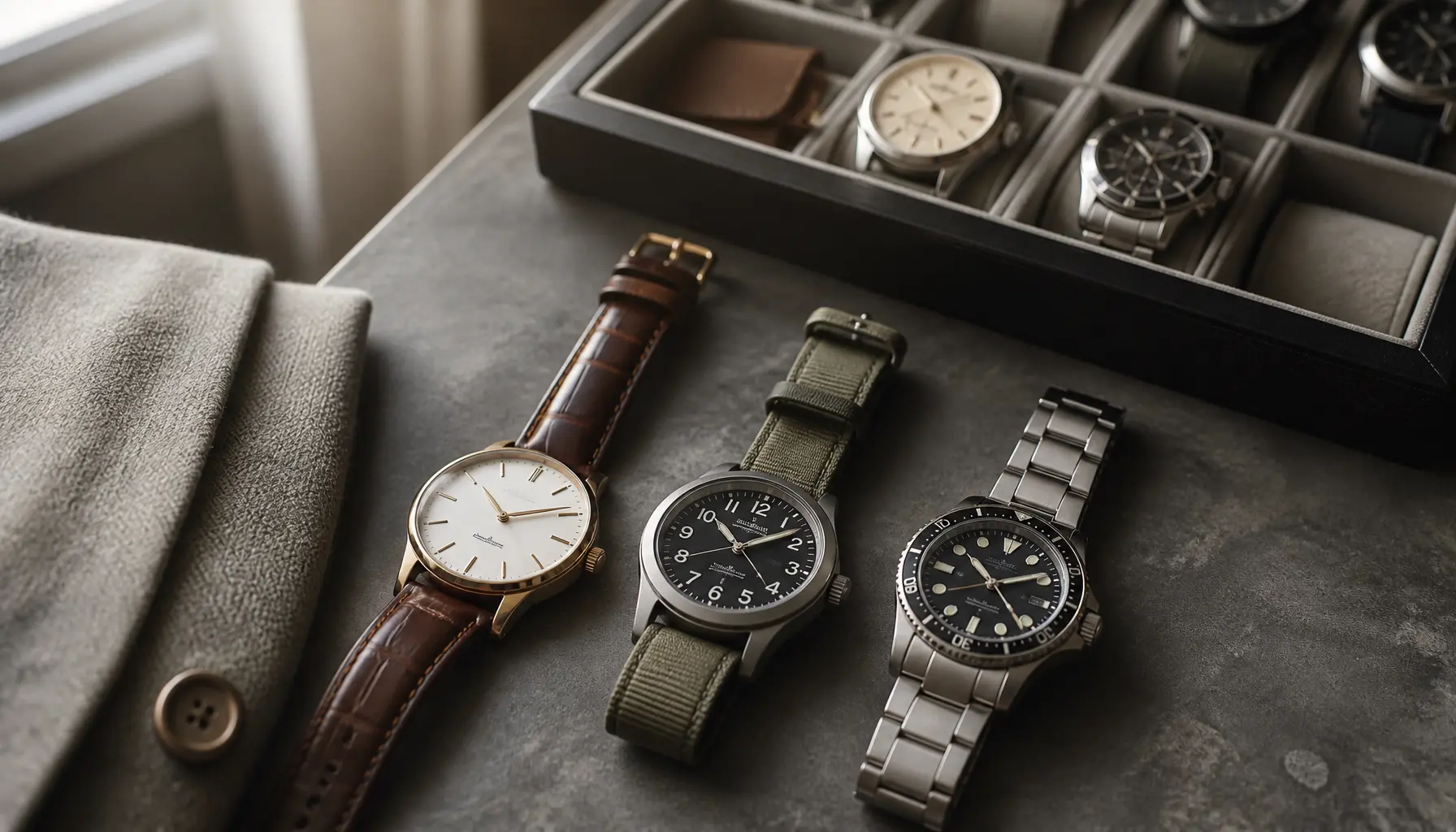 Sélection de trois montres organisée pour une rotation hebdomadaire