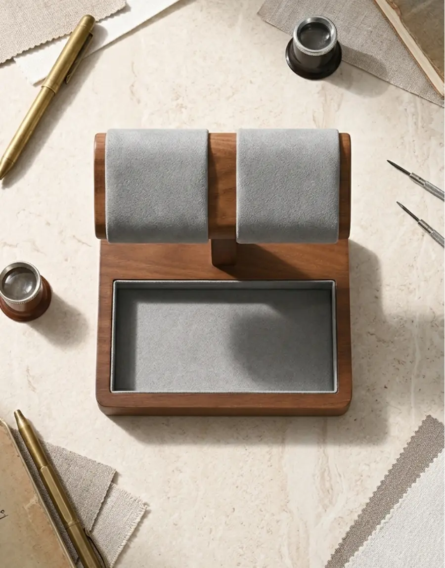 Présentoir à montres en bois 2 emplacements Duo Héritage