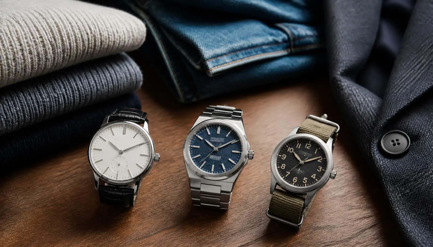 Trois montres sélectionnées pour accompagner des tenues habillée, décontractée et de week-end