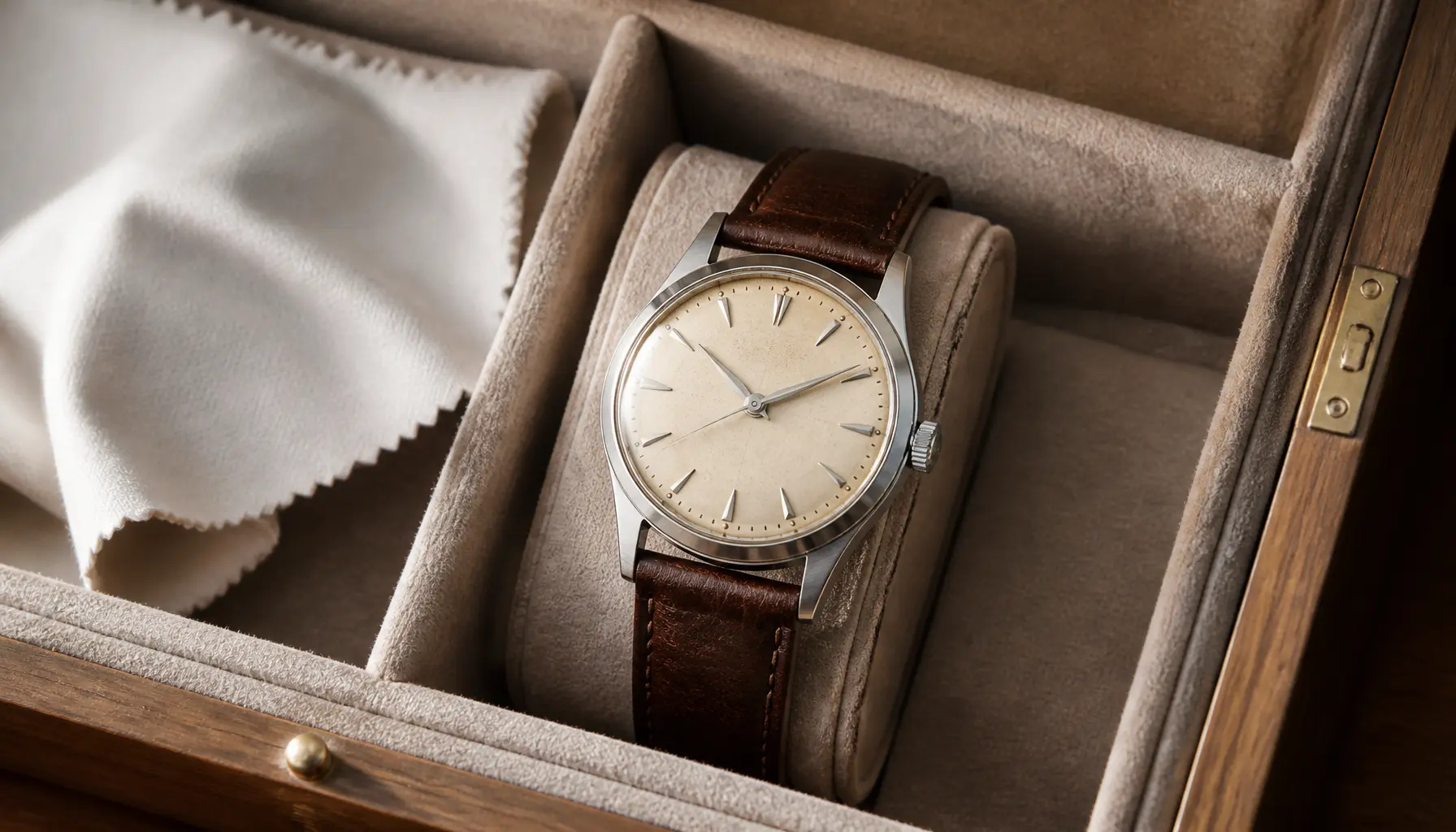 Montre ancienne restaurée et protégée dans un écrin individuel